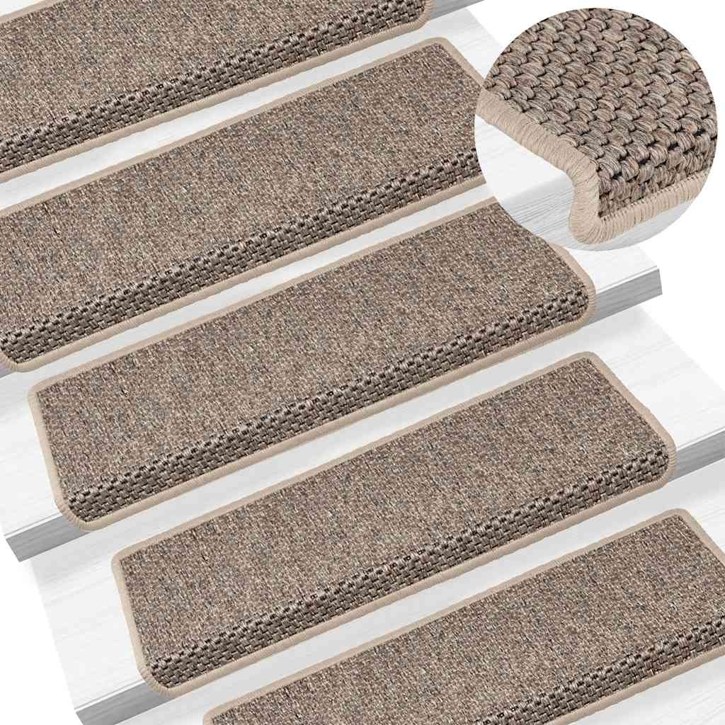 Tappeti Adesivi Scale Aspetto Sisal 15 Pz 65x21x4cm Beige Scuro - Image 6