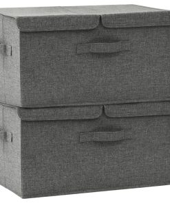 Scatole Portaoggetti 2pz In Tessuto 50x30x25 Cm Antracite