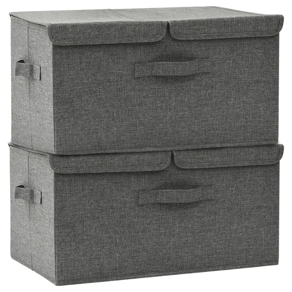 Scatole Portaoggetti 2pz In Tessuto 50x30x25 Cm Antracite