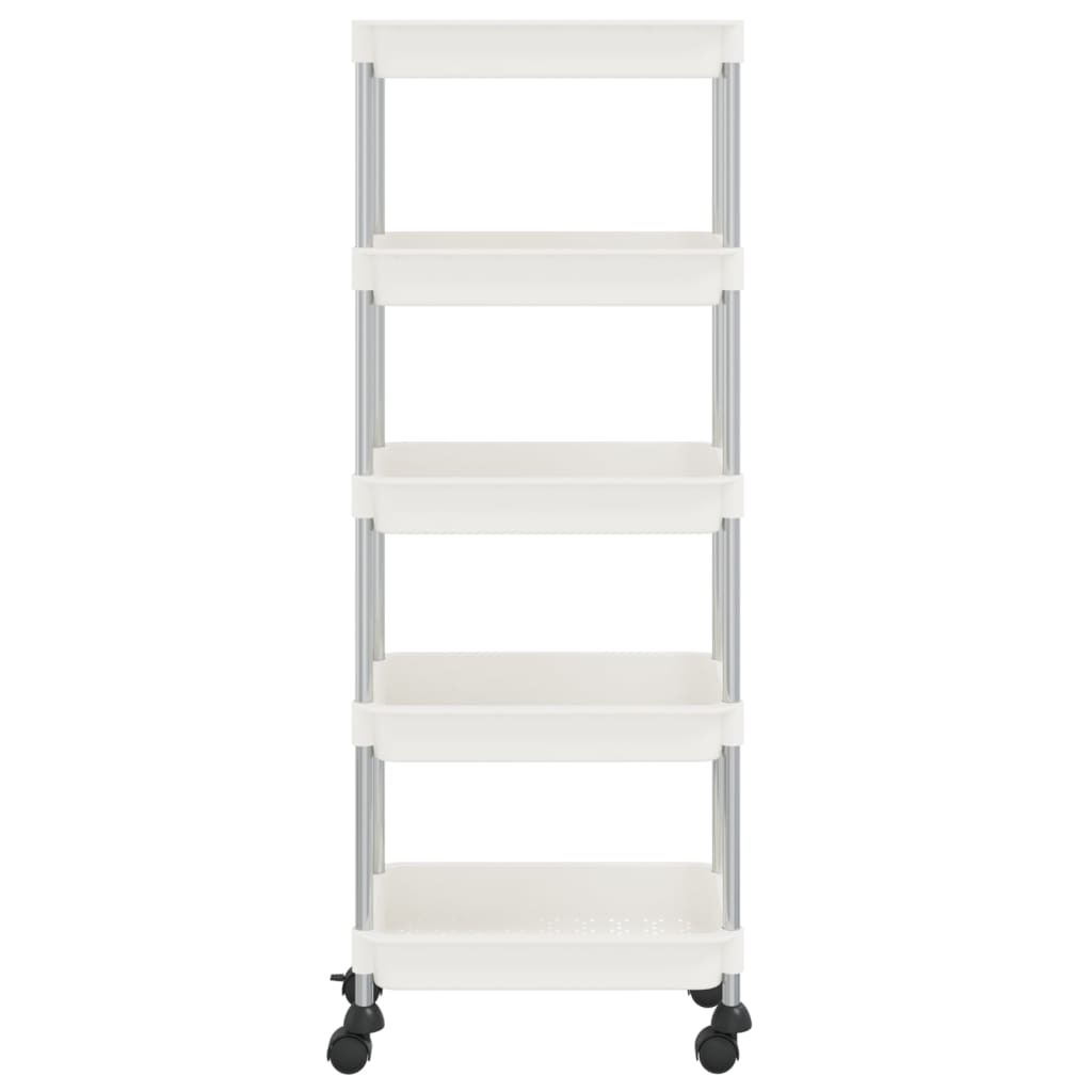 Carrello Da Cucina 5 Ripiani Bianco 42x29x128 Cm Ferro E Abs