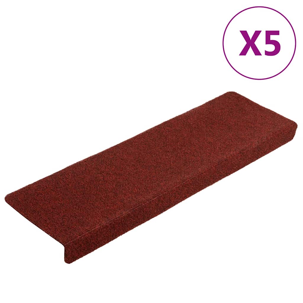 Tappetini Per Scale Autoadesivi 5 Pz 65x21x4 Cm Bordeaux Rosso Bordo Rettangolare - Image 4