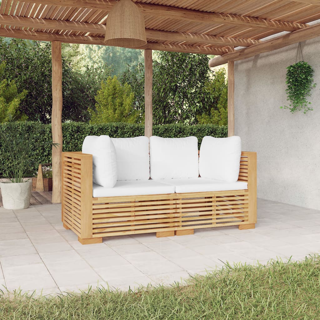 Divani Angolari Da Giardino Con Cuscini 2pz Legno Massello Teak
