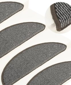 Tappetini Per Scale 15 Pz 56x17x3 Cm Grigio Semicircolari