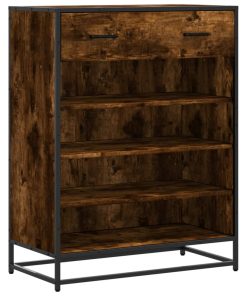 Scarpiera Rovere Fumo 75x38x97,5 Cm Legno Multistrato Metallo