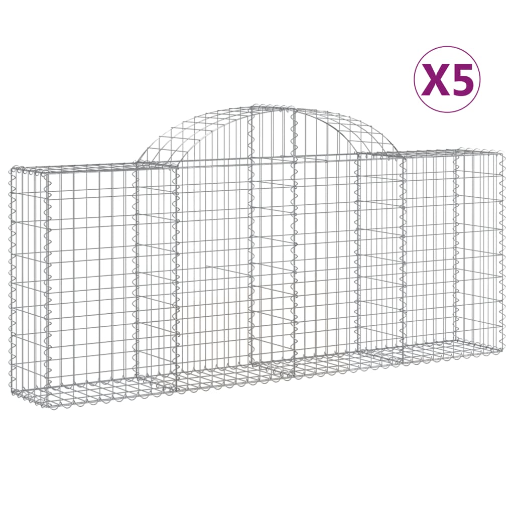 Cesti Gabbioni Ad Arco 5 Pz 200x30x80/100 Cm Ferro Zincato