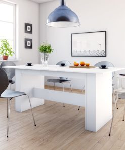 Tavolo Da Pranzo Bianco 180x90x76 Cm In Legno Multistrato