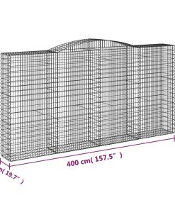 Cesto Gabbione Ad Arco 400x50x200/220 Cm Ferro Zincato
