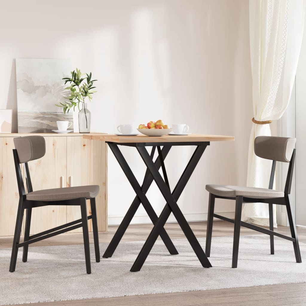 Tavolo Da Pranzo Telaio A X 70x70x75,5 Cm Legno Pino E Acciaio
