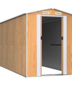 Capanno Giardino Marrone Chiaro 192x440x223 Cm Acciaio Zincato