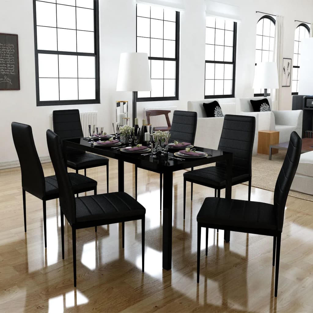 Set Tavolo Da Pranzo 7 Pz Nero