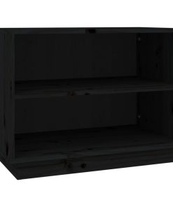 Scarpiera Nera 60x34x45 Cm In Legno Massello Di Pino