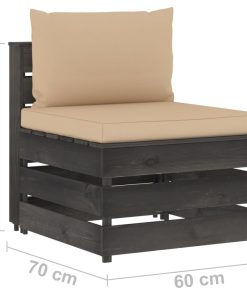 Divano Centrale Modulare Con Cuscini In Legno Impregnato Grigio