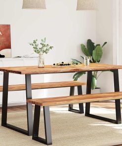 Tavolo Da Pranzo Bordi Vivi 160x80x75 Cm Legno Massello Acacia
