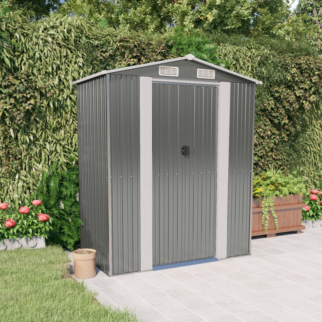 Capanno Da Giardino Grigio Chiaro 192x108x223cm Acciaio Zincato