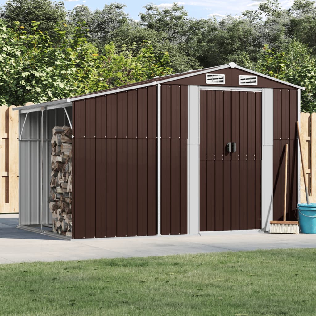 Capanno Da Giardino Marrone 277x192,5x179 Cm In Acciaio Zincato