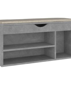 Panca Scarpe Con Cuscino Grigio Cemento 104x30x49cm Multistrato