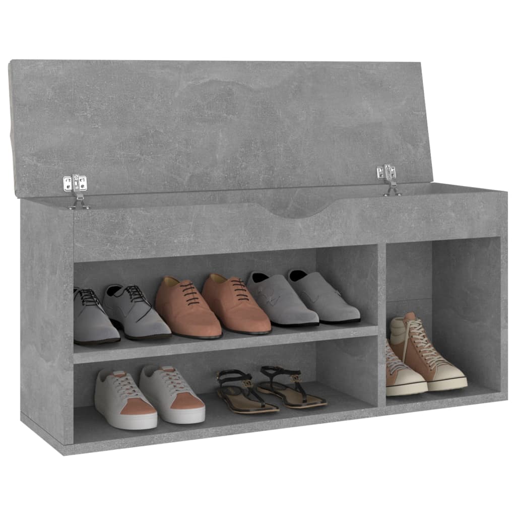 Panca Scarpe Con Cuscino Grigio Cemento 104x30x49cm Multistrato - Image 2