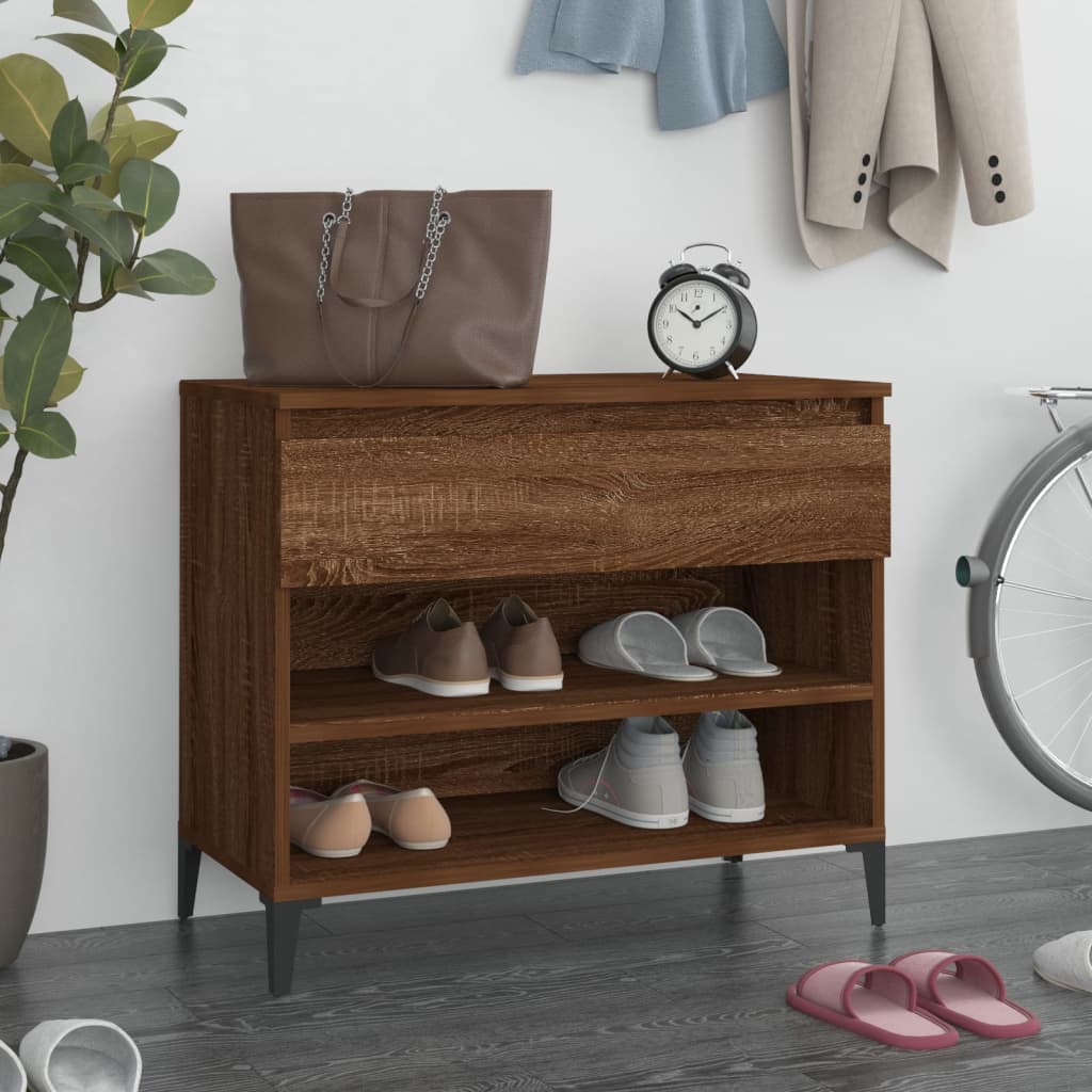 Scarpiera Rovere Fumo 70x36x60 Cm In Legno Multistrato