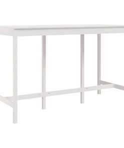 Tavolo Da Bar Bianco 180x80x110 Cm In Legno Massello Di Pino