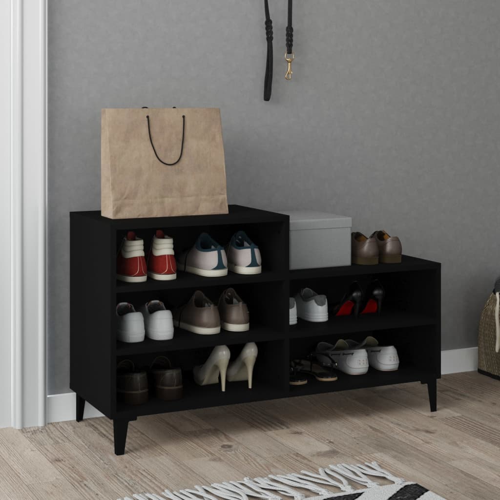 Scarpiera Nera 102x36x60 Cm In Legno Multistrato