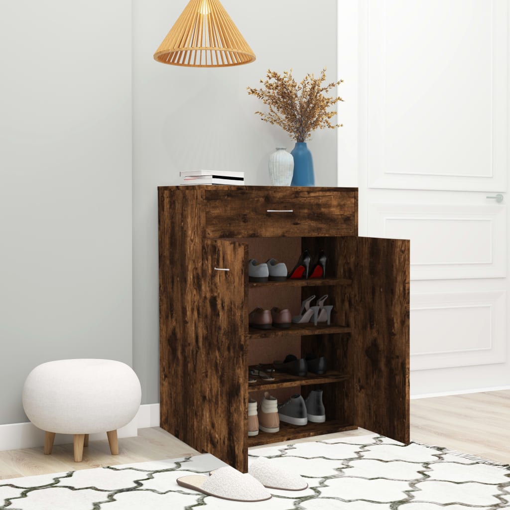 Scarpiera Rovere Fumo 60x35x84 Cm In Legno Multistrato - Image 4