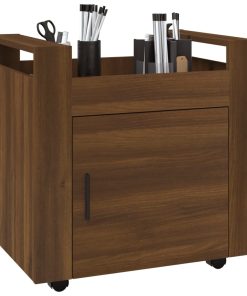 Carrello Scrivania Rovere Marrone 60x45x60 Cm Legno Multistrato