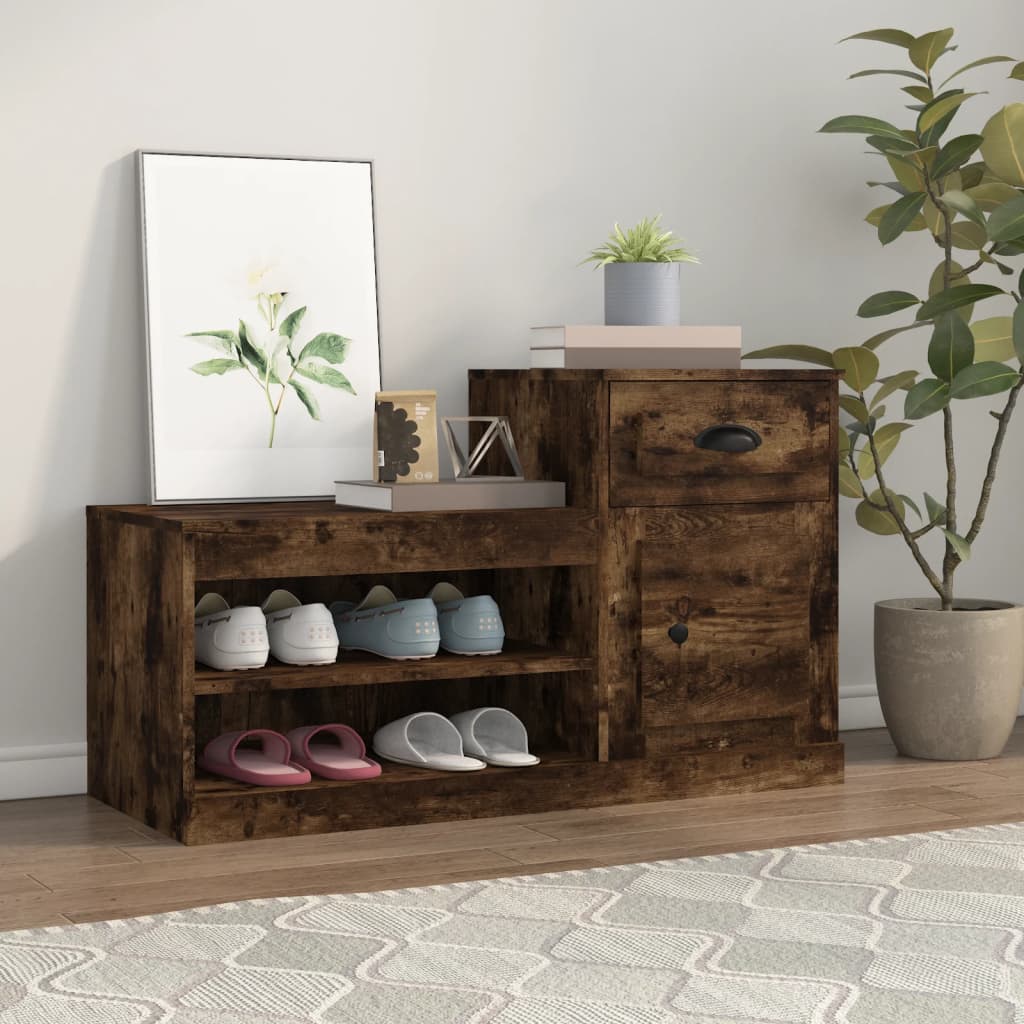 Scarpiera Rovere Fumo 100x42x60 Cm In Legno Multistrato - Image 4