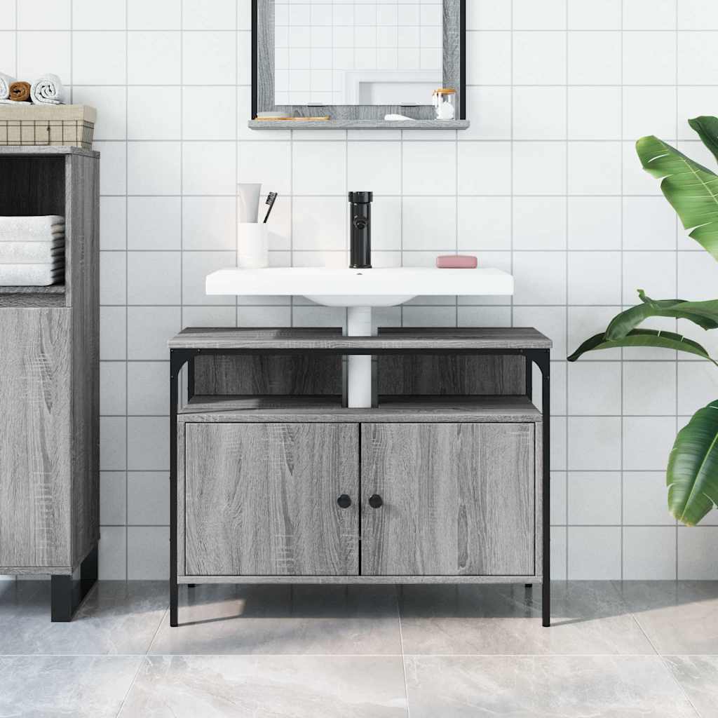 Mobile Lavabo Bagno Grigio Sonoma 80x30x60 Cm Legno Multistrato - Image 2