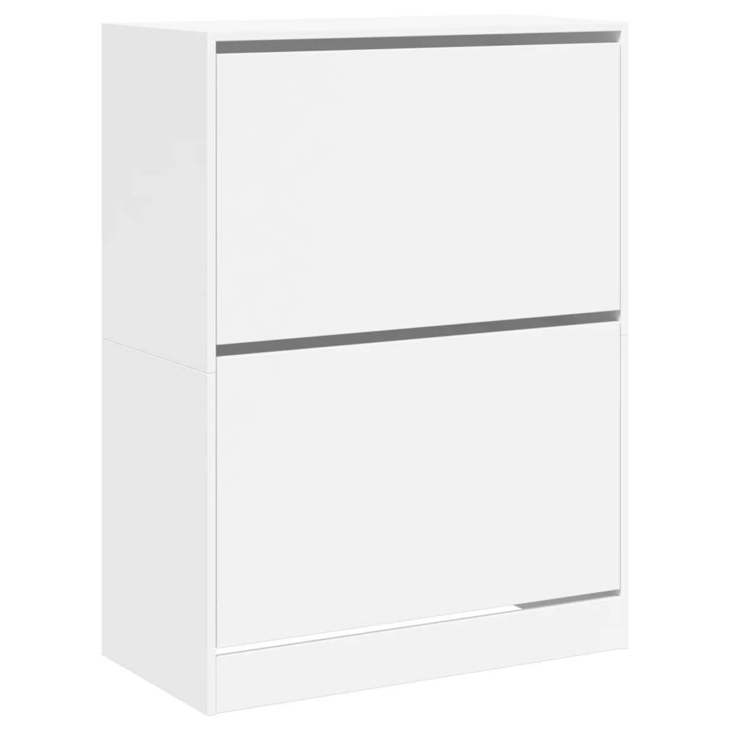 Scarpiera Con 2 Cassetti Ribaltabili Bianca 80x42x108 cm - Image 4