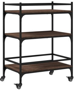 Carrello Cucina Rovere Marrone 65x40x86,5 Cm Legno Multistrato