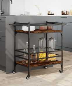 Carrello Da Cucina Rovere Fumo 82x40x78,5 Cm Legno Multistrato