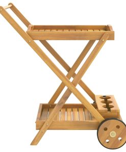 Carrello Da Tè 54x87x90 Cm In Legno Massello Di Acacia