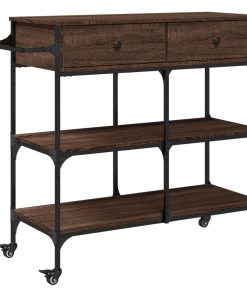 Carrello Da Cucina Rovere Marrone 105x42x95cm Legno Multistrato