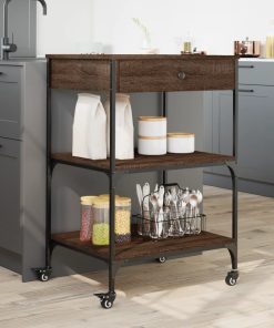 Carrello Cucina Rovere Marrone 60x48x89,5 Cm Legno Multistrato