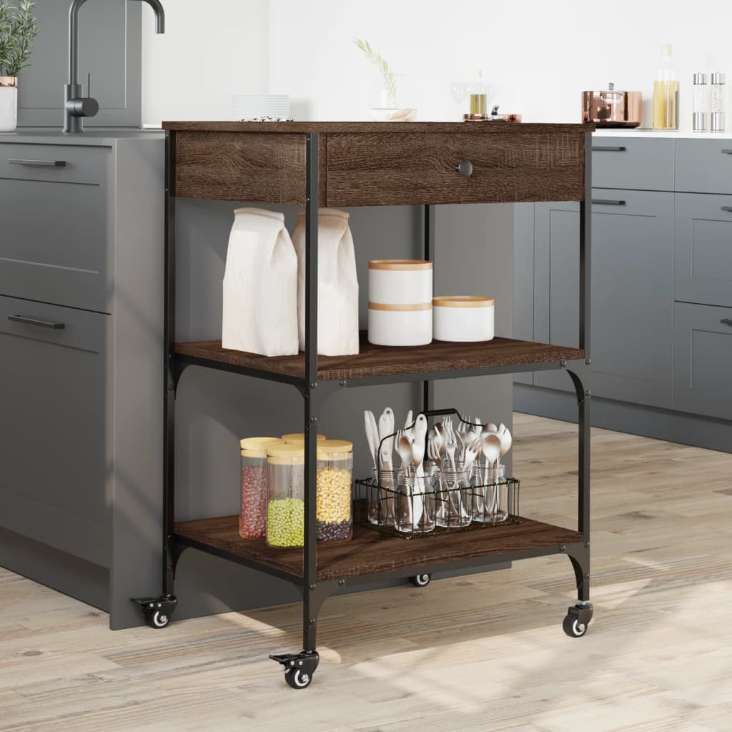 Carrello Cucina Rovere Marrone 60x48x89,5 Cm Legno Multistrato
