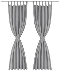 2 Pz Tende In Micro Raso Con Passanti 140x225 Cm Grigie