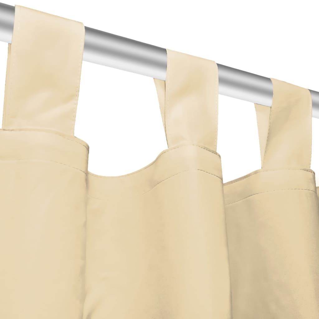 2 Pz Tende In Micro Raso Con Passanti 140x225 Cm Beige