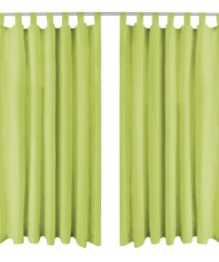 2 Pz Tende In Micro Raso Con Passanti 140x245 Cm Verdi
