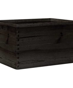 Scatola In Legno Con Manici Nera 40x30x23 Cm In Legno Di Pino