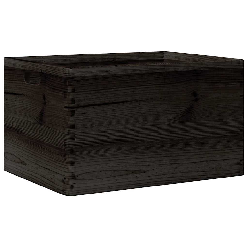 Scatola In Legno Con Manici Nera 40x30x23 Cm In Legno Di Pino