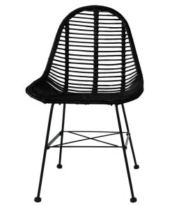 Sedie Da Pranzo 6 Pz Nere In Rattan Naturale
