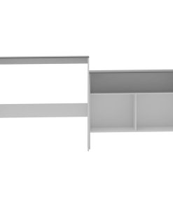 Tavolo Bar Con 2 Piani D'appoggio Bianco E Grigio 130x40x120cm