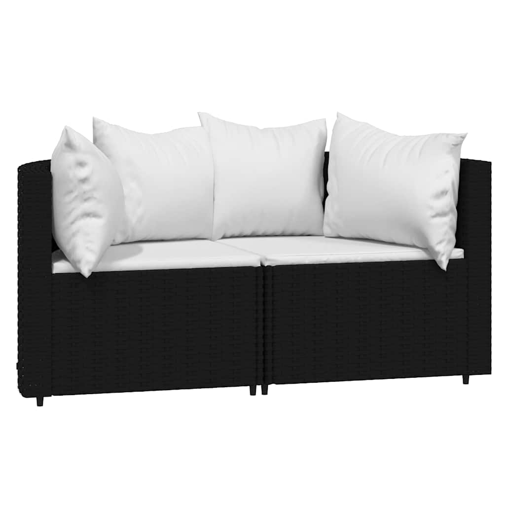 Divani Angolari Da Giardino Con Cuscini 2pz In Polyrattan Nero
