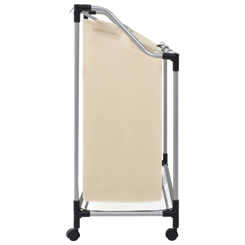 Portabiancheria Con 3 Sacchi Crema In Acciaio - Image 2