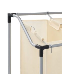 Portabiancheria Con 3 Sacchi Crema In Acciaio