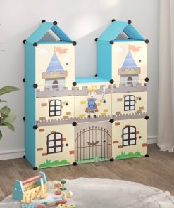 Scaffale Portaoggetti Per Bambini Con 8 Cubi Blu In pp