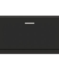 Panca Scarpiera Nera 80x24x45 Cm In Legno Massello Di Argilla