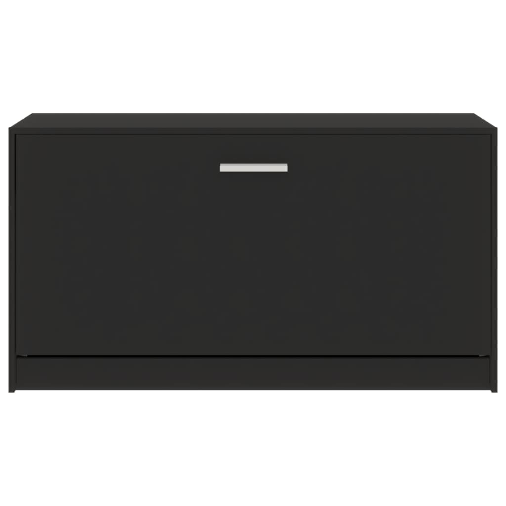 Panca Scarpiera Nera 80x24x45 Cm In Legno Massello Di Argilla