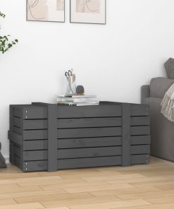 Contenitore Portaoggetti Grigio 91x40,5x42 Cm Massello Di Pino