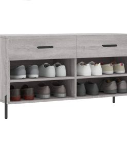 Panca Porta Scarpe Grigio Sonoma 102x35x55 Cm Legno Multistrato